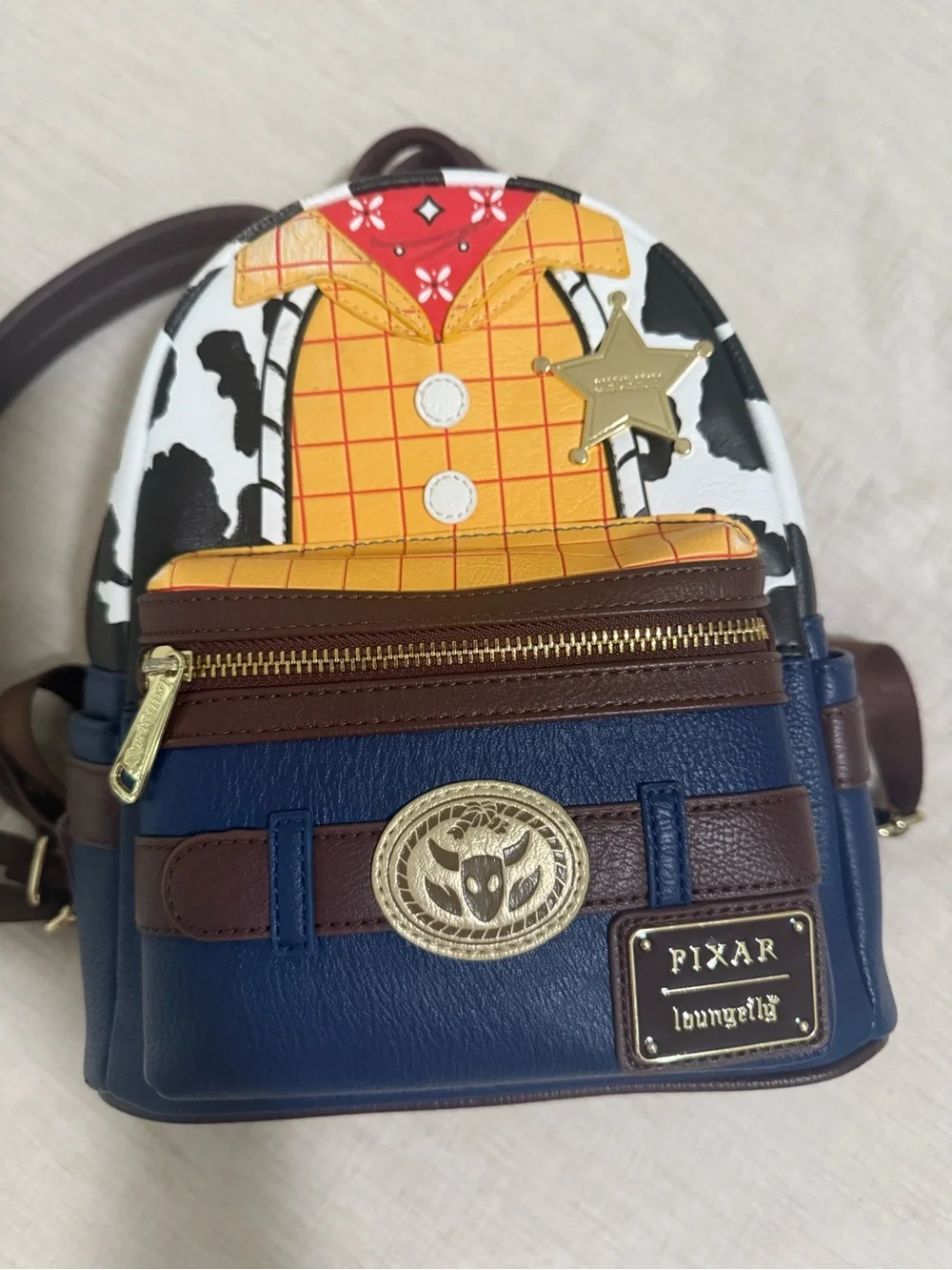 Loungefly Woody Toy Story Mini Backpack - Blue, White, Yellow, Brown, Red